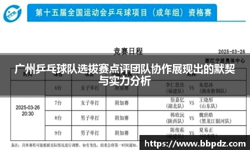 广州乒乓球队选拔赛点评团队协作展现出的默契与实力分析